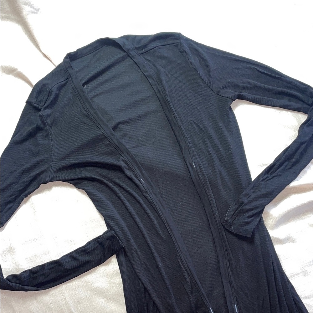 Enza Costa Black Silk Long Sleeve Cardigan